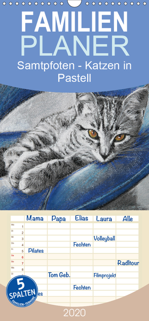 Samtpfoten – Katzen in Pastell – Familienplaner hoch (Wandkalender 2020 , 21 cm x 45 cm, hoch) von Felix,  Uschi