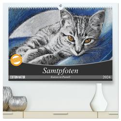 Samtpfoten – Katzen in Pastell (hochwertiger Premium Wandkalender 2024 DIN A2 quer), Kunstdruck in Hochglanz von Felix,  Uschi
