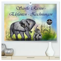 Sanfte Riesen – Elefanten-Zeichnungen (hochwertiger Premium Wandkalender 2024 DIN A2 quer), Kunstdruck in Hochglanz von Djeric,  Dusanka