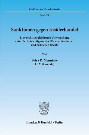 Sanktionen gegen Insiderhandel. von Mennicke,  Petra R.