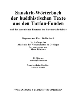 Sanskrit-Wörterbuch der buddhistischen Texte aus den Turfan-Funden. Lieferung 20 von Röhrborn,  Klaus