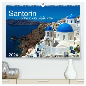 Santorin – Perle der Kykladen (hochwertiger Premium Wandkalender 2024 DIN A2 quer), Kunstdruck in Hochglanz von Tewes,  Rainer