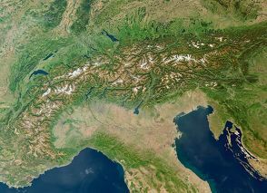 Satellitenbildkarte „Die Alpen“
