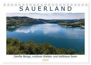 Sauerland – sanfte Berge, endlose Wälder und tiefblaue Seen (Tischkalender 2024 DIN A5 quer), CALVENDO Monatskalender von Bücker,  Heidi