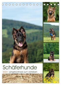 Schäferhunde Langstockhaar zum verlieben (Tischkalender 2024 DIN A5 hoch), CALVENDO Monatskalender von Schiller,  Petra