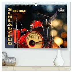 Schlagzeug onstage – „abgerockt“ (hochwertiger Premium Wandkalender 2024 DIN A2 quer), Kunstdruck in Hochglanz von Bleicher,  Renate