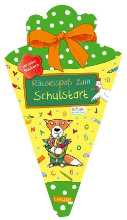 Schlau für die Schule: Rätselspaß zum Schulstart mit Stickern (Schultüte 2023 grün/gelb) von Fuchs,  Caroline, Rothmund,  Sabine
