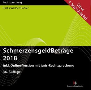 SchmerzensgeldBeträge 2018 (CD-ROM plus Online-Zugang) von Häcker,  Frank, Hacks,  Susanne, Wellner,  Wolfgang