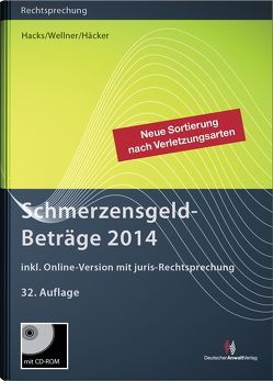 SchmerzensgeldBeträge 2014 (Buch mit CD-ROM plus Online-Zugang) von Häcker,  Frank, Hacks,  Susanne, Wellner,  Wolfgang