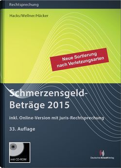 SchmerzensgeldBeträge 2015 (Buch mit CD-ROM plus Online-Zugang) von Häcker,  Frank, Hacks,  Susanne, Wellner,  Wolfgang