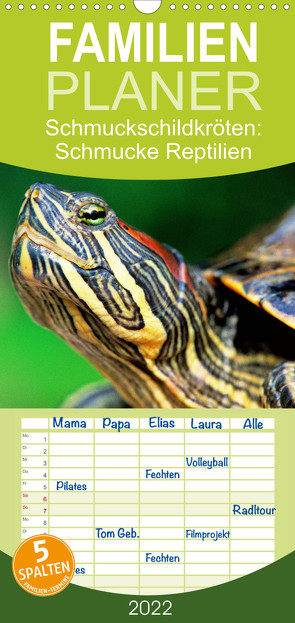 Familienplaner Schmuckschildkröten: Schmucke Reptilien (Wandkalender 2022 , 21 cm x 45 cm, hoch) von CALVENDO