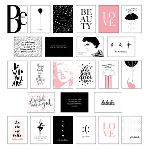 Schönes Postkarten Set mit 25 modernen und stylishen Postkarten zum Dekorieren oder Verschenken. Feminine Bilder, Sprüche und Statements für Frauen. Hochwertige Spruchkarten in dekorativer Box. von Wirth,  Lisa