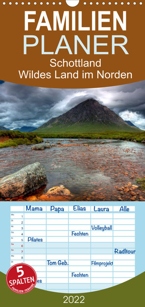 Familienplaner Schottland – Wildes Land im Norden (Wandkalender 2022 , 21 cm x 45 cm, hoch) von kalender365.com