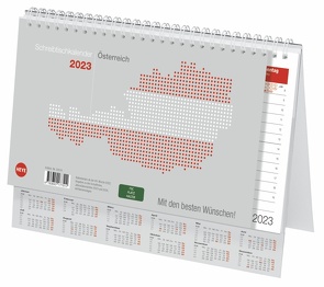 Schreibtischkalender Österreich 2023. Großer Tischkalender zum Aufstellen. Klappkalender mit österreichischen Feiertagen und Schulferien. 29×21 cm von Heye