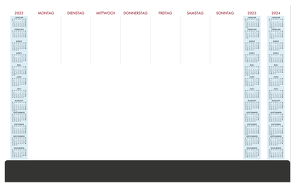 Schreibunterlage mit Schutzleiste 2022 – 59,5×37 cm – 1 Woche auf 1 Seite – 36 Blatt, mit Kartonunterlage – inkl. Dreijahresübersicht – 108-1020