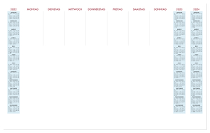 Schreibunterlage 2022 – 59,5×37 cm – 1 Woche auf 1 Blatt – 36 Blatt, mit Kartonunterlage – mit Dreijahresübersicht auf jedem Blatt – 108-0000