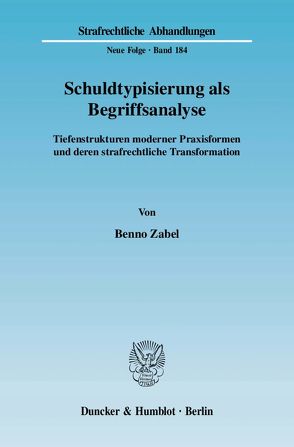 Schuldtypisierung als Begriffsanalyse. von Zabel,  Benno