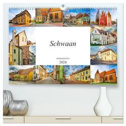 Schwaan Impressionen (hochwertiger Premium Wandkalender 2024 DIN A2 quer), Kunstdruck in Hochglanz von Meutzner,  Dirk