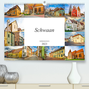 Schwaan Impressionen (Premium, hochwertiger DIN A2 Wandkalender 2023, Kunstdruck in Hochglanz) von Meutzner,  Dirk