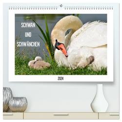 SCHWAN UND SCHWÄNCHEN (hochwertiger Premium Wandkalender 2024 DIN A2 quer), Kunstdruck in Hochglanz von Gaudig,  Marlise