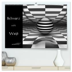 Schwarz trifft Weiß (hochwertiger Premium Wandkalender 2024 DIN A2 quer), Kunstdruck in Hochglanz von manhART,  manhART