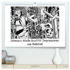 Schwarz Weiße Graffiti Impressionen aus Bielefeld (hochwertiger Premium Wandkalender 2024 DIN A2 quer), Kunstdruck in Hochglanz von Schwarzer,  Kurt