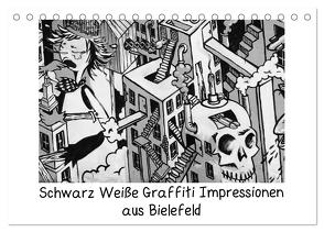Schwarz Weiße Graffiti Impressionen aus Bielefeld (Tischkalender 2024 DIN A5 quer), CALVENDO Monatskalender von Schwarzer,  Kurt