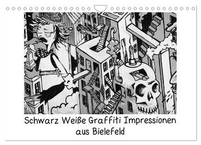 Schwarz Weiße Graffiti Impressionen aus Bielefeld (Wandkalender 2024 DIN A4 quer), CALVENDO Monatskalender von Schwarzer,  Kurt