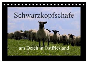 Schwarzkopfschafe am Deich in Ostfriesland (Tischkalender 2024 DIN A5 quer), CALVENDO Monatskalender von Poetsch,  Rolf