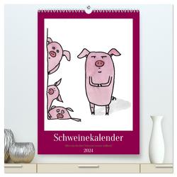 Schweinekalender – Alles was du über Schweine wissen wolltest! (hochwertiger Premium Wandkalender 2024 DIN A2 hoch), Kunstdruck in Hochglanz von Brill,  Sandra