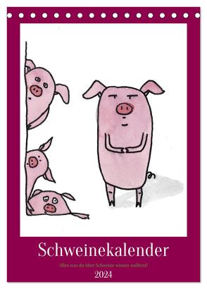 Schweinekalender – Alles was du über Schweine wissen wolltest! (Tischkalender 2024 DIN A5 hoch), CALVENDO Monatskalender von Brill,  Sandra