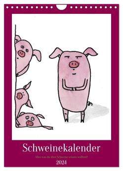 Schweinekalender – Alles was du über Schweine wissen wolltest! (Wandkalender 2024 DIN A4 hoch), CALVENDO Monatskalender von Brill,  Sandra