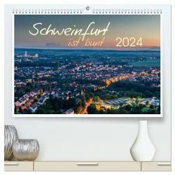 Schweinfurt ist bunt (hochwertiger Premium Wandkalender 2024 DIN A2 quer), Kunstdruck in Hochglanz von Herm,  Olaf