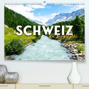 Schweiz – die Bergidylle (hochwertiger Premium Wandkalender 2024 DIN A2 quer), Kunstdruck in Hochglanz von Monkey,  Happy