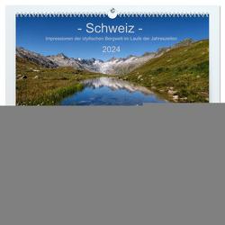 Schweiz – Impressionen der idyllischen Bergwelt im Laufe der Jahreszeiten (hochwertiger Premium Wandkalender 2024 DIN A2 quer), Kunstdruck in Hochglanz von Schaenzer,  Sandra