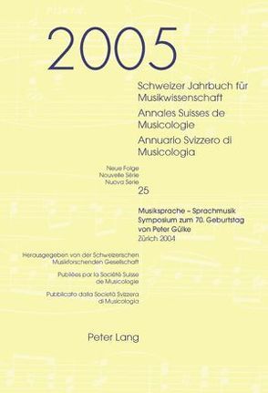 Schweizer Jahrbuch für Musikwissenschaft- Annales Suisses de Musicologie- Annuario Svizzero di Musicologia