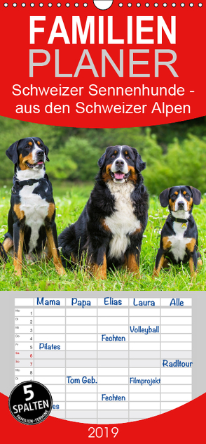 Schweizer Sennenhunde – aus den Schweizer Alpen – Familienplaner hoch (Wandkalender 2019 , 21 cm x 45 cm, hoch) von Starick,  Sigrid