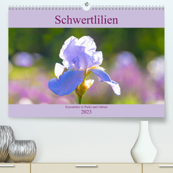 Schwertlilien – Eyecatcher in Parks und Gärten (Premium, hochwertiger DIN A2 Wandkalender 2023, Kunstdruck in Hochglanz) von Scheurer,  Monika