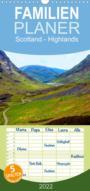 Familienplaner Scotland – Highlands (Wandkalender 2022 , 21 cm x 45 cm, hoch) von Wernicke-Marfo,  Gabriela