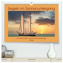 Segeln im Sonnenuntergang (hochwertiger Premium Wandkalender 2024 DIN A2 quer), Kunstdruck in Hochglanz