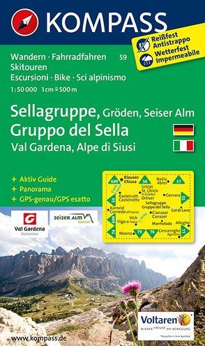 KOMPASS Wanderkarte Sellagruppe – Gröden – Seiseralm / Gruppo di Sella – Val Gardena – Alpe di Siusi von KOMPASS-Karten GmbH