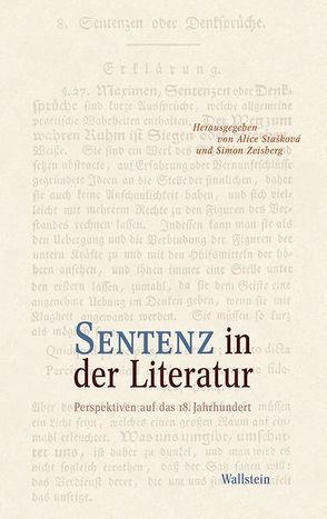 Sentenz in der Literatur von Stašková,  Alice, Zeisberg,  Simon