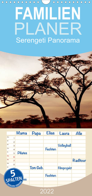 Familienplaner Serengeti Panorama (Wandkalender 2022 , 21 cm x 45 cm, hoch) von visuell photography,  studio