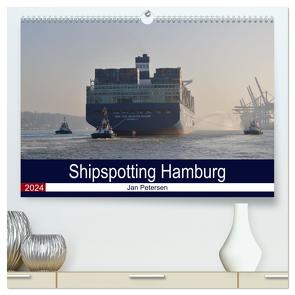 Shipspotting Hamburg (hochwertiger Premium Wandkalender 2024 DIN A2 quer), Kunstdruck in Hochglanz von Petersen,  Jan