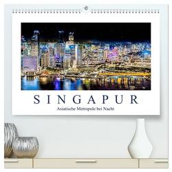 Singapur – Asiatische Metropole bei Nacht (hochwertiger Premium Wandkalender 2024 DIN A2 quer), Kunstdruck in Hochglanz von Meyer,  Dieter