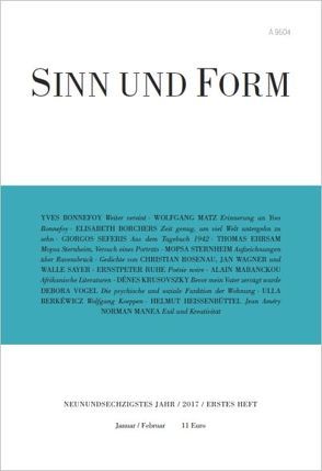 Sinn und Form 1/2017 von Bonnefoy,  Yves