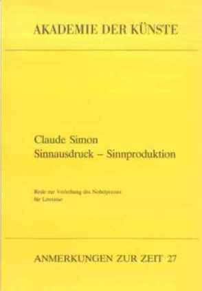 Claude Simon. Sinnausdruck – Sinnproduktion Sens exprimé – sens produits von Simon,  Claude, Voigt,  Christian