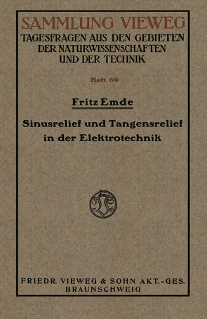 Sinusrelief und Tangensrelief in der Elektrotechnik von Emde,  Fritz