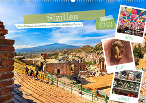 Sizilien, Ätna-Catania-Cefalu-Messina-Syrakus-Taormina-Tindari (Wandkalender 2023 DIN A2 quer) von Männel,  Ulrich