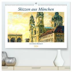 Skizzen aus München (hochwertiger Premium Wandkalender 2024 DIN A2 quer), Kunstdruck in Hochglanz von Enno Kleinert,  dieKLEINERT/